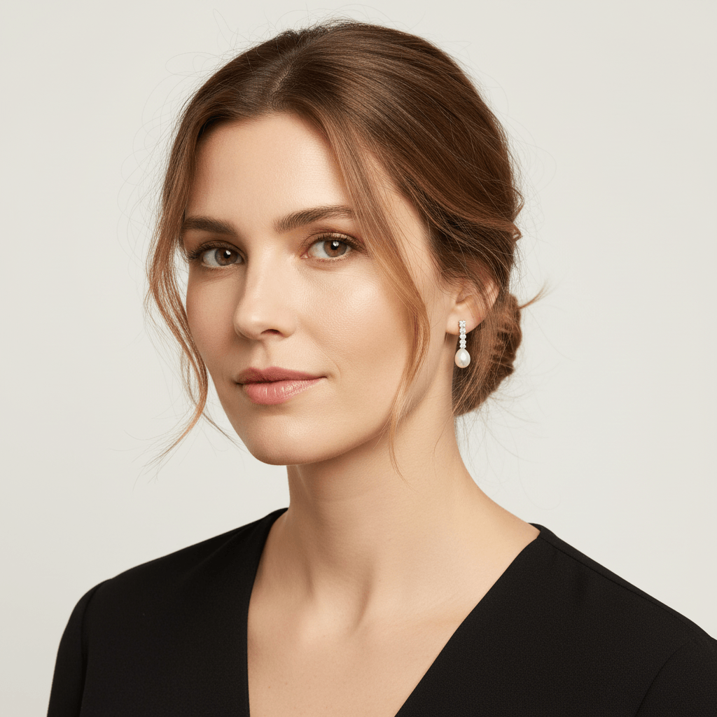 Diamonds and Pearl Drop Earring - alternate view