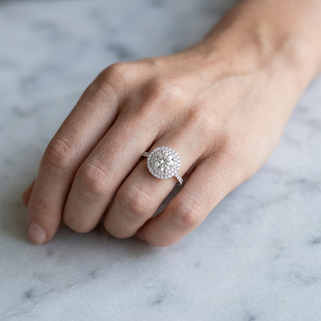 Double_Halo_Round_Diamond_Engagement_Ring_On_Hand