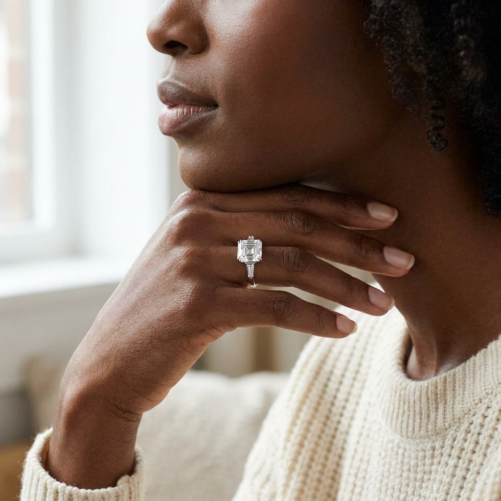 Elizabeth Taylor Asscher Cut Diamond Engagement Ring - alternate view