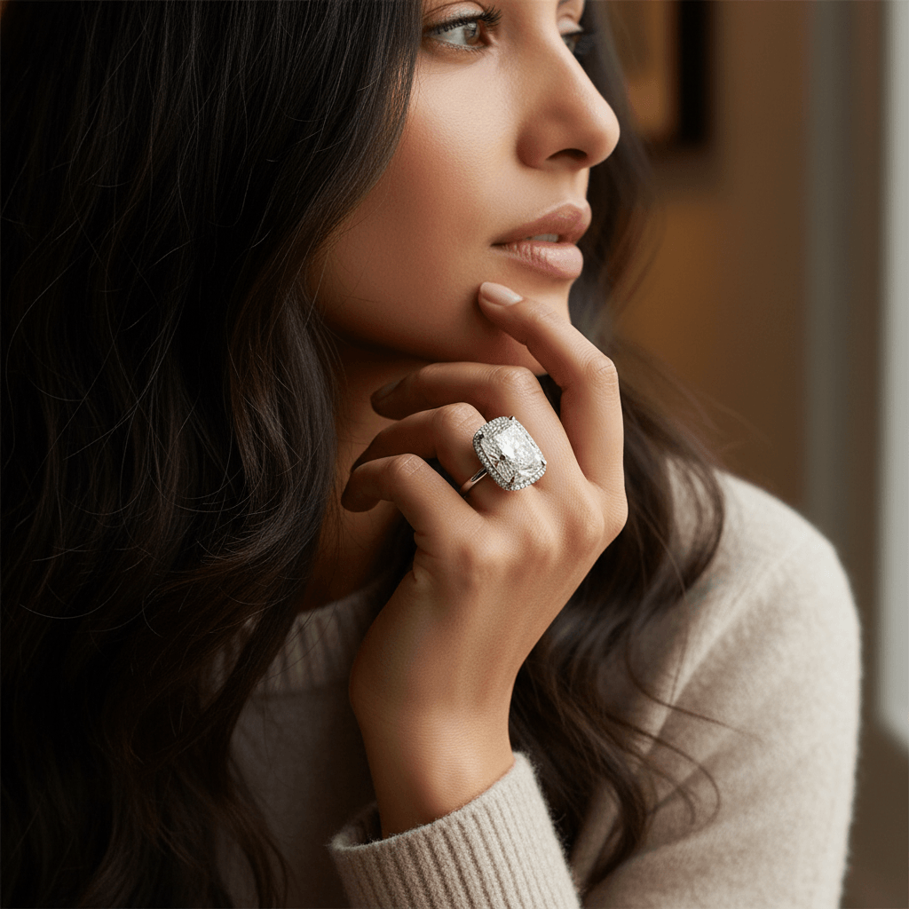 Elongated_Cushion_Halo_Lab_Grown_Diamond_Engagement_Ring_On_Model