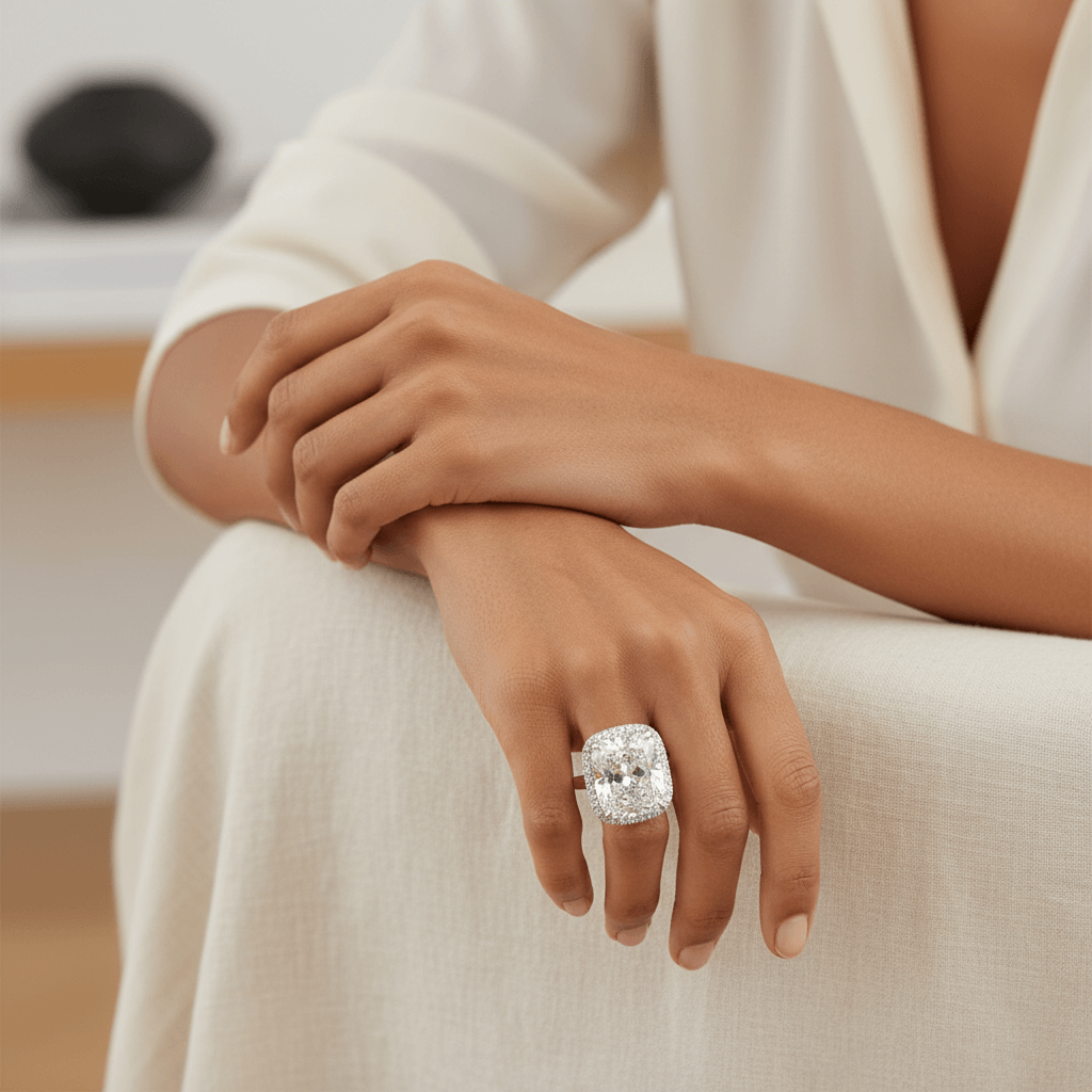 Elongated_Cushion_Halo_Lab_Grown_Diamond_Engagement_Ring_On_Hand