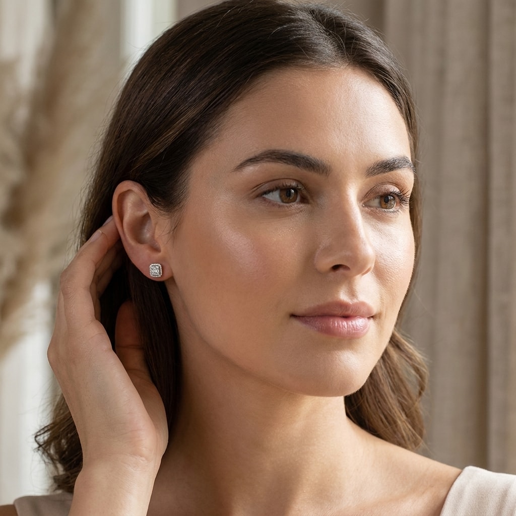 Emerald_Shape_Pave_Diamond_Earrings_Studs_On_Model