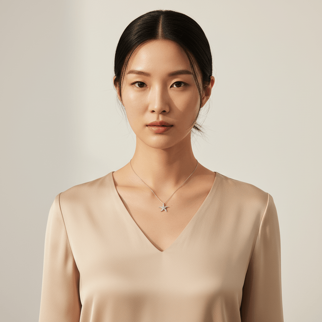Encrusted_Round_Diamond_Design_Star_Pendant_On_Model