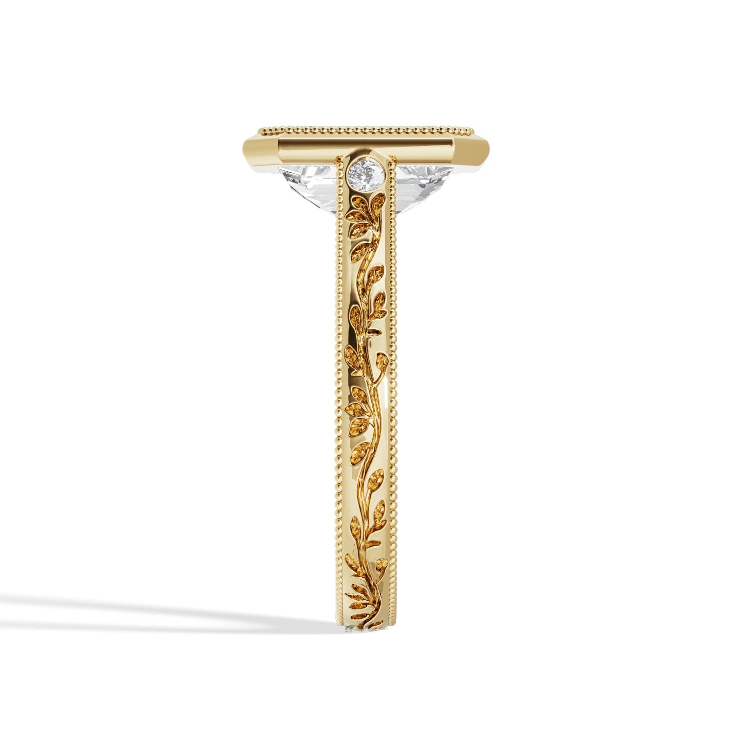 Engraved_Band_Emerald_Cut_Bazel_Setting_Diamond_Engagement_Ring_side_view_yellow_gold.jpg