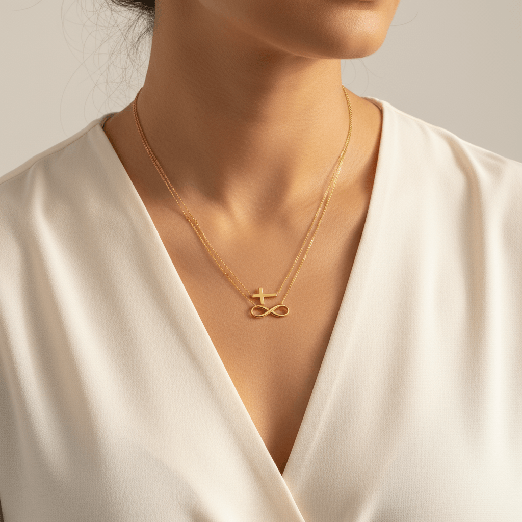 Eternal_Cross_Infinity_Necklace_On_Model_2