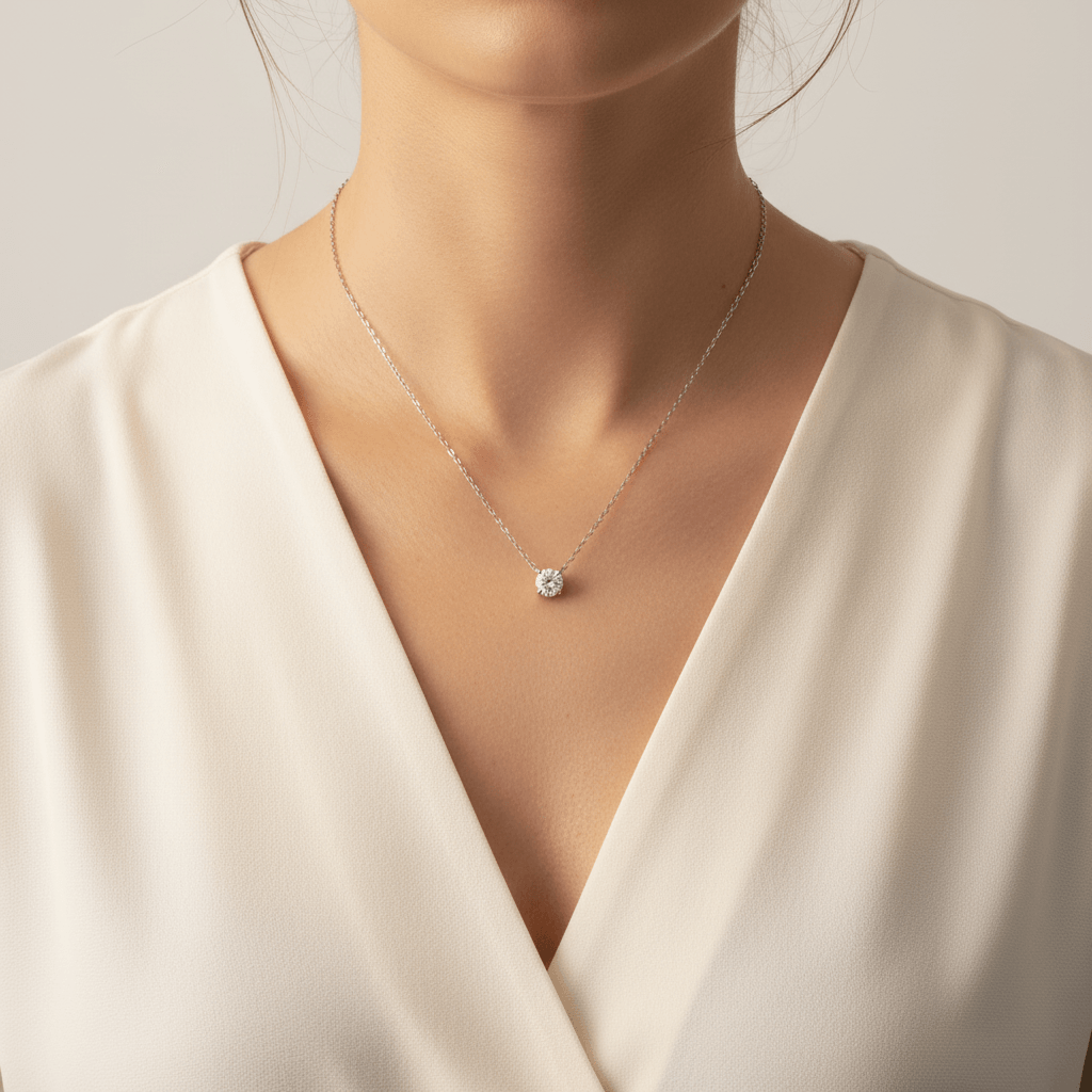 Fixed_Claw_Set_Diamond_Pendant_On_Model_2