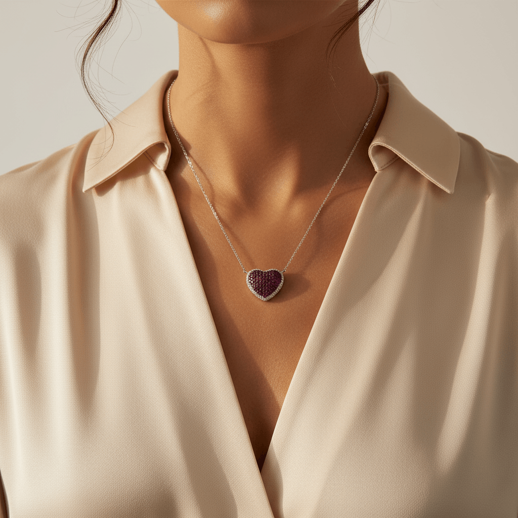 Fixed_Pave_Ruby_Diamond_Heart_Pendant_On_Model_2
