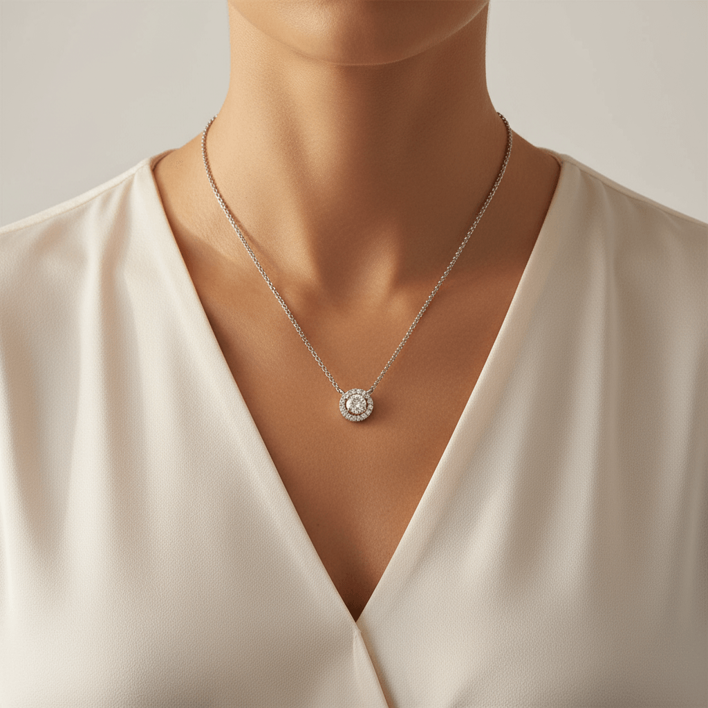 Fixed_Single_Halo_Diamond_Pendant_On_Model_2