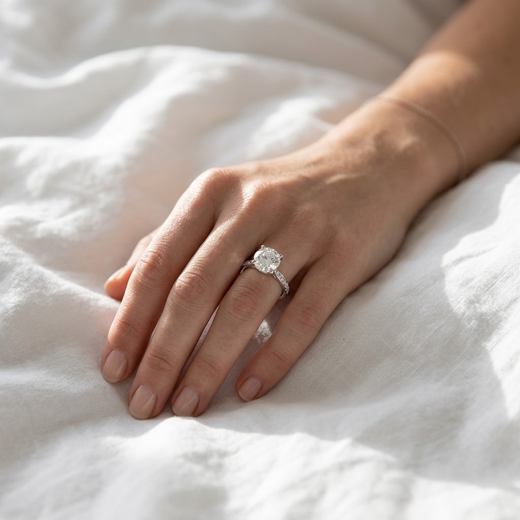 Floating_Round_Shape_Diamond_Pave_Engagement_Ring_On_Hand