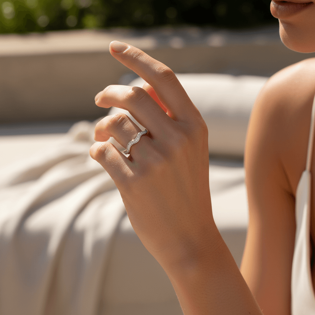 Flowing_Diamond_Wedding_Ring_On_Hand