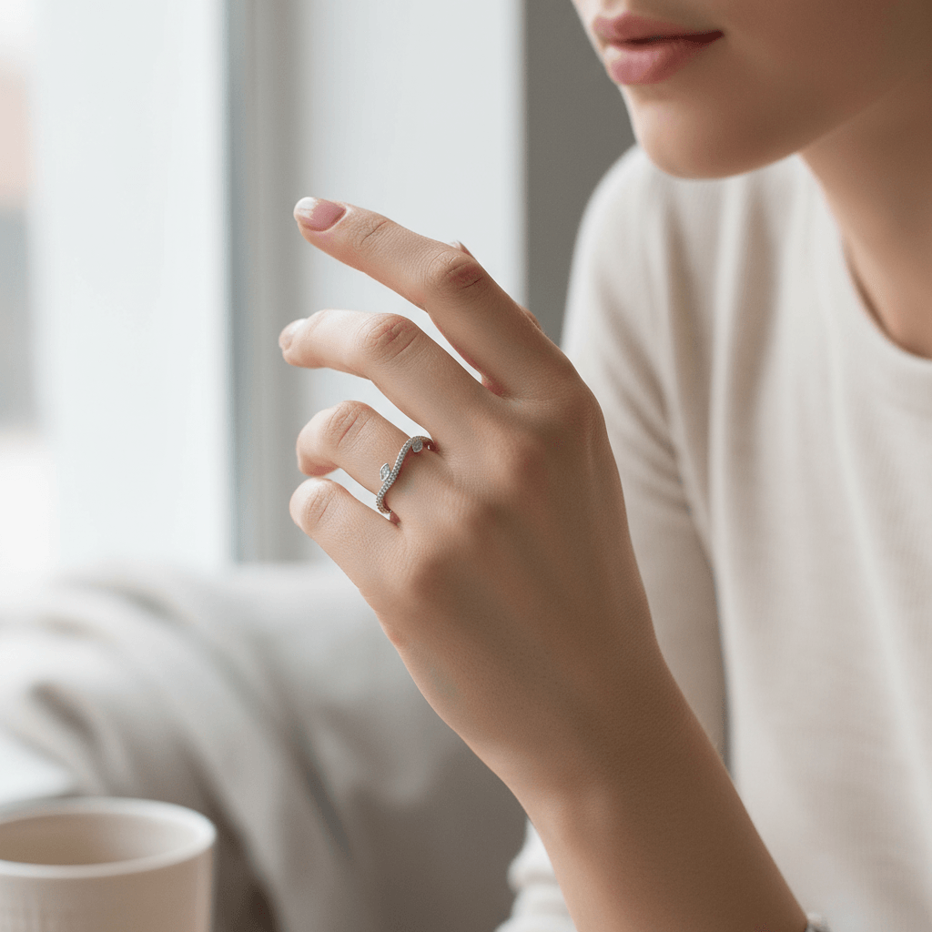 Four_Marquise_Cut_Half_Band_Diamond_Wedding_Ring_On_Hand