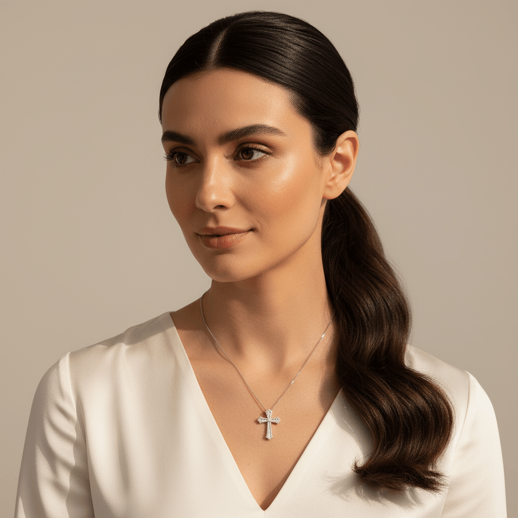 Gothic_Round_Baguette_Cut_Diamond_Pendant_On_Model