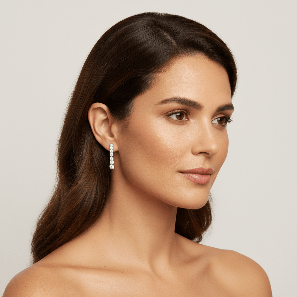 Graduating_8_Stone_Drop_Diamond_Earring_On_Model_2