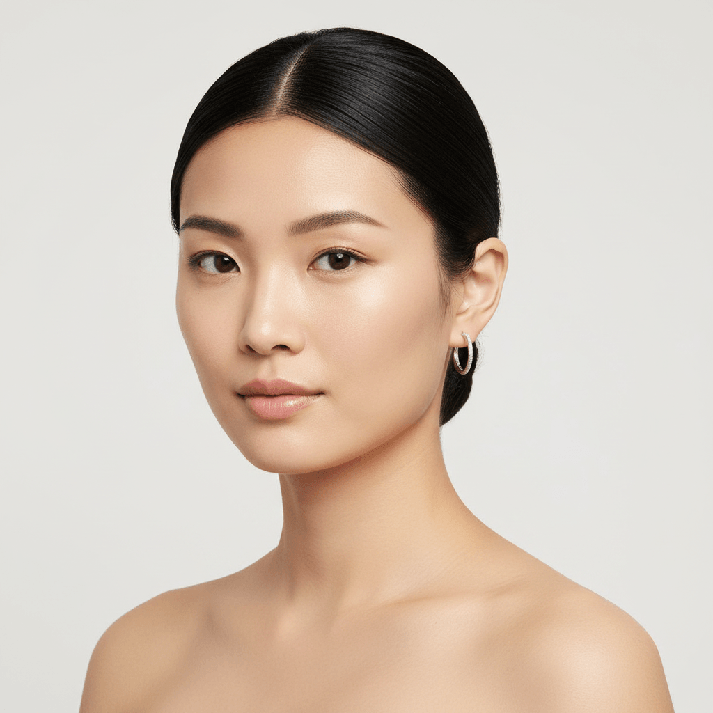 Grain_Set_0_9ct_Round_Diamond_Hoops_Earrings_On_Model