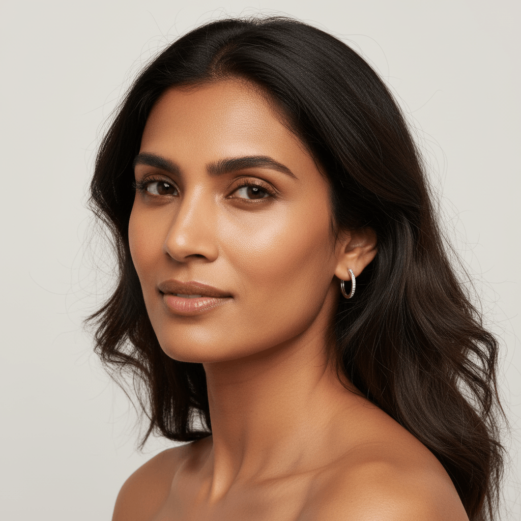 Grain_Set_Diamond_Hoops_Earrings_On_Model