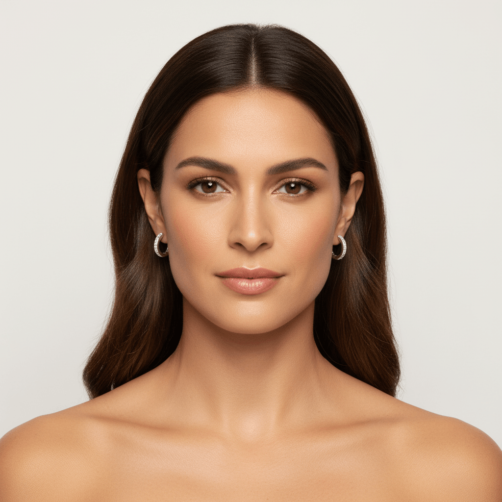 Grain_Set_Small_Round_Diamond_Hoops_Earrings_On_Model