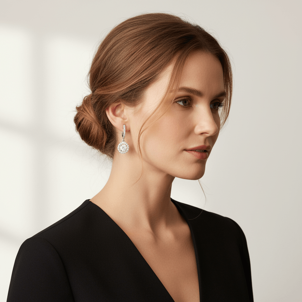 Halo_Drop_Hoops_Diamond_Earring_On_Model_2