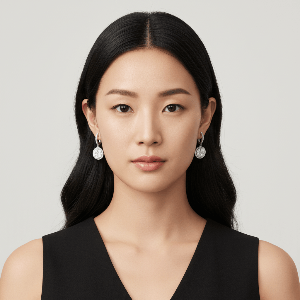 Halo_Pave_Drop_Hoops_Diamond_Earrings_On_Model