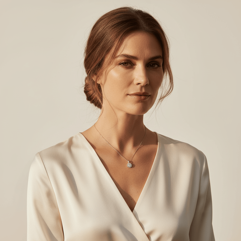 Halo_Pave_Set_Diamond_Necklace_On_Model