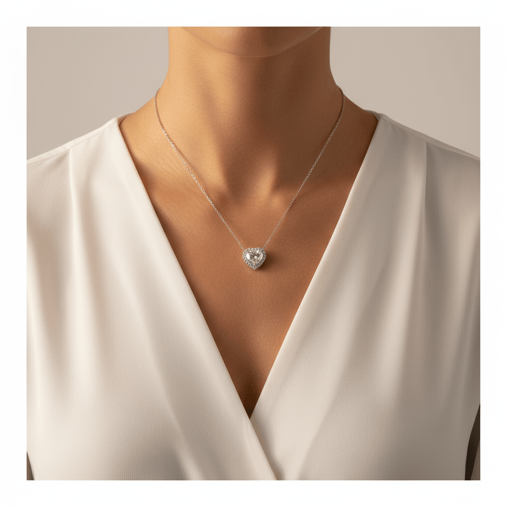 Heart_Shape_Halo_Diamond_Pendant_On_Model_2