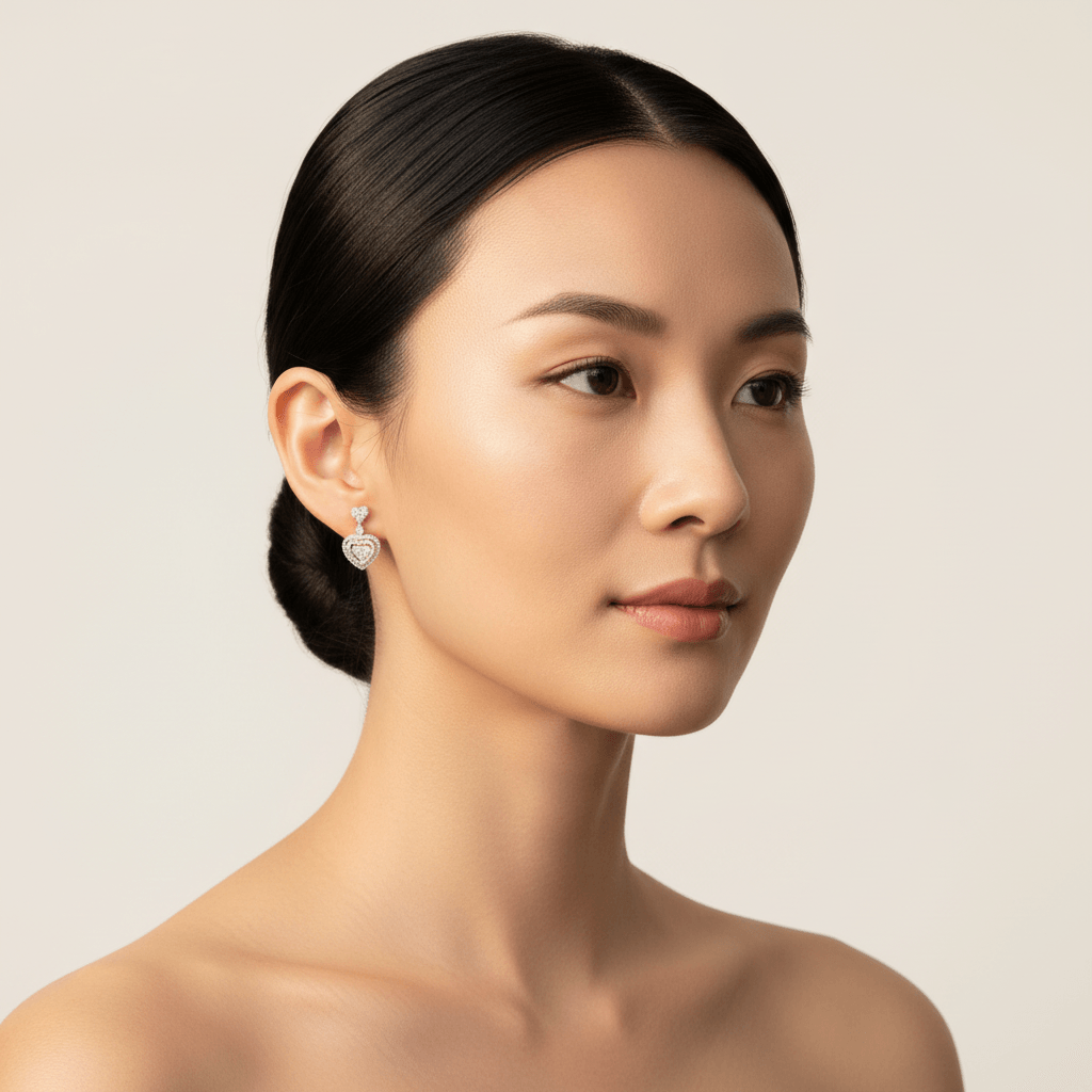 Heart_Shape_Moveable_Diamond_Drop_Earrings_On_Model
