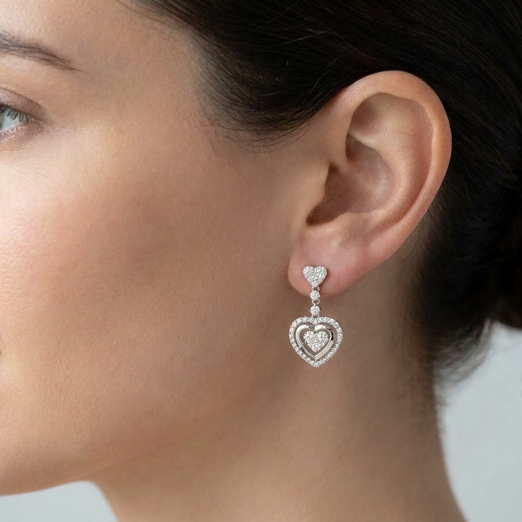 Heart_Shape_Moveable_Drop_Diamond_Earrings_On_Model