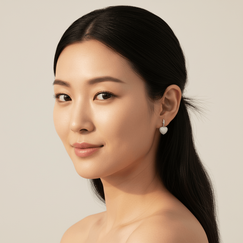 Heart_Shape_Pave_Drop_Hoops_Diamond_Earrings_On_Model