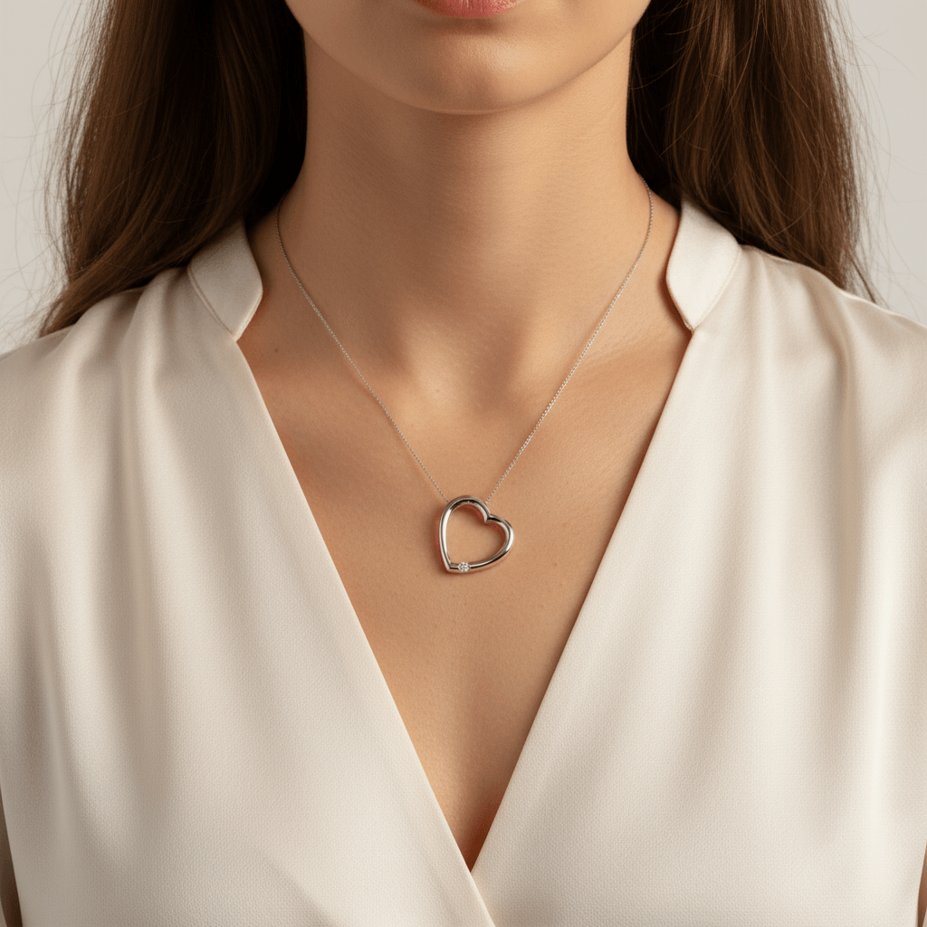 Heart_Shaped_Single_Diamond_Pendant_On_Model_2