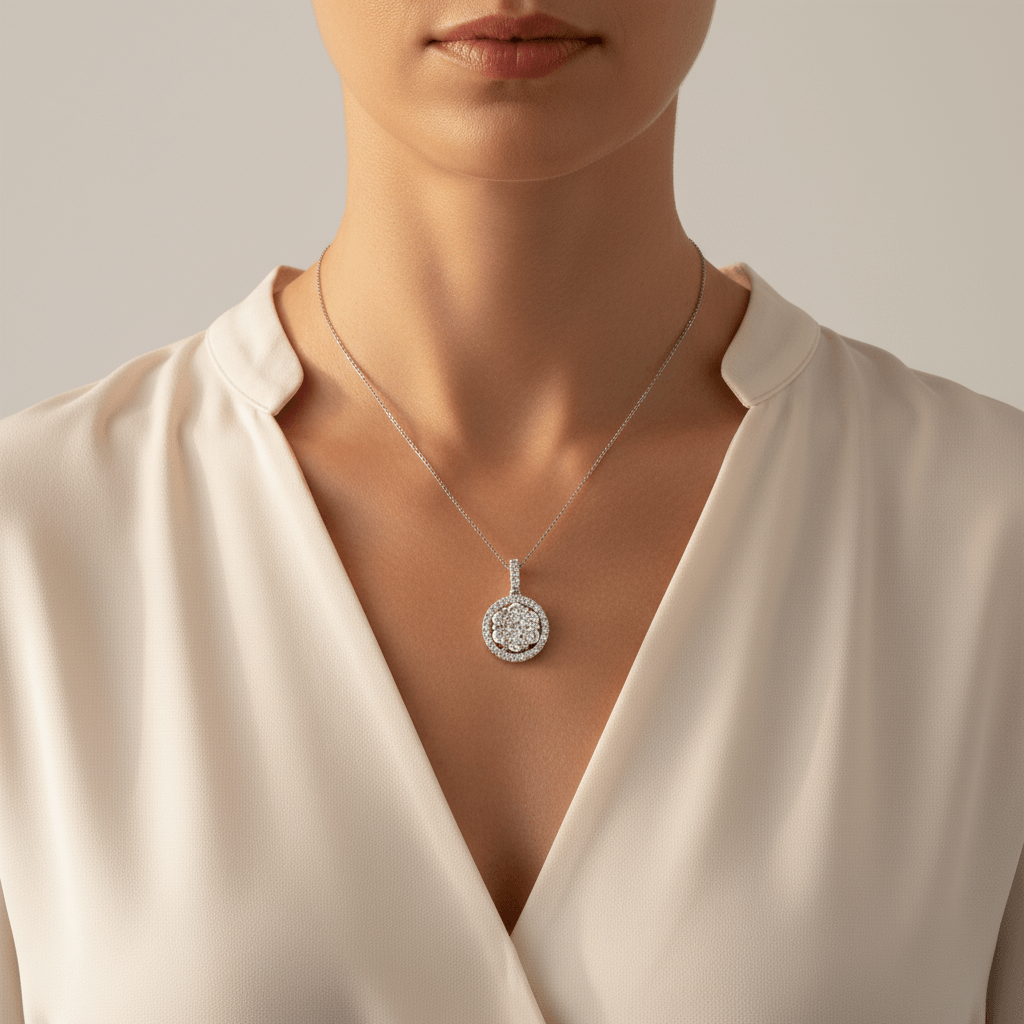 Heavy_Halo_Pave_Diamond_Pendant_On_Model_2