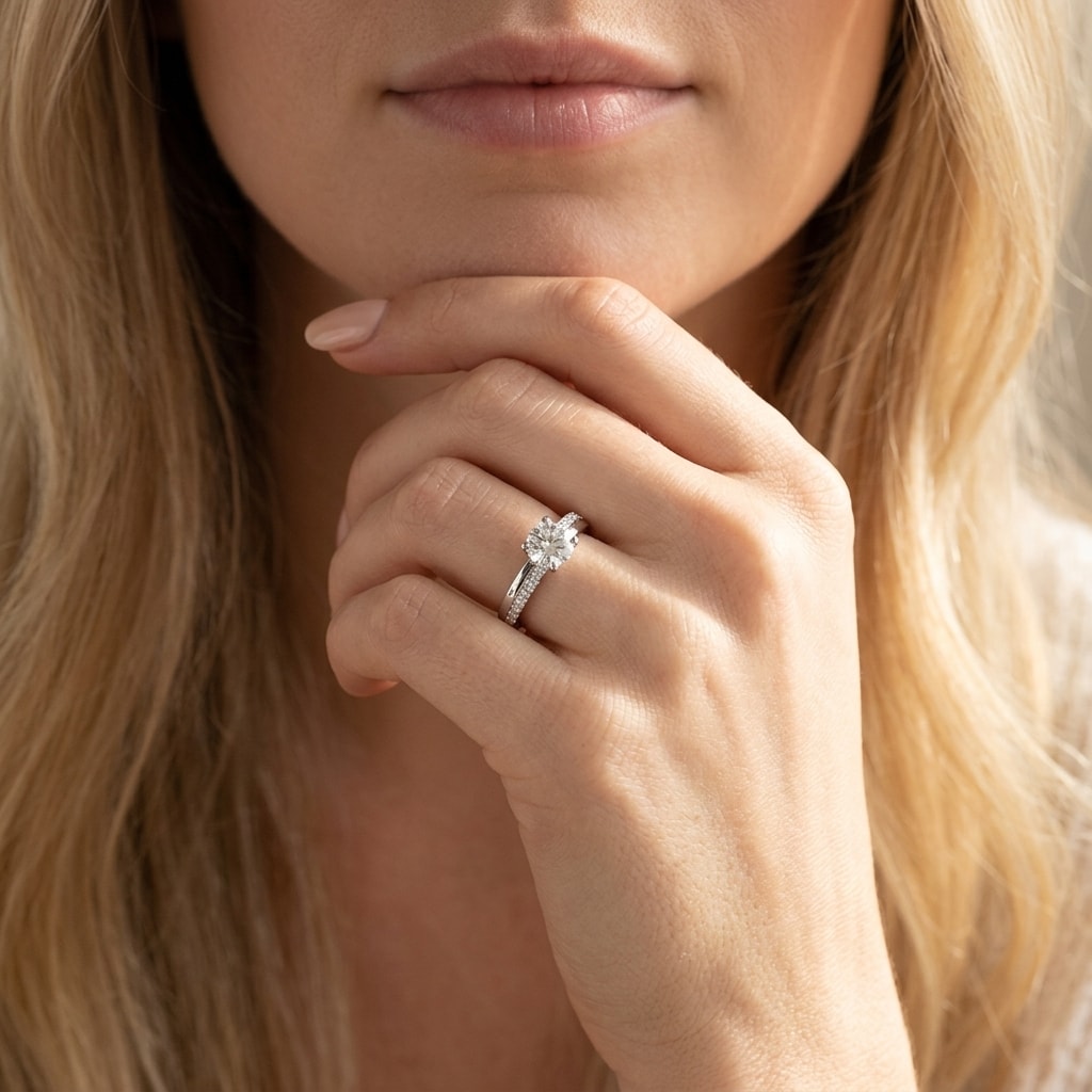Interweaving_Micro_Set_Band_Round_Diamond_Engagement_Ring_On_Model