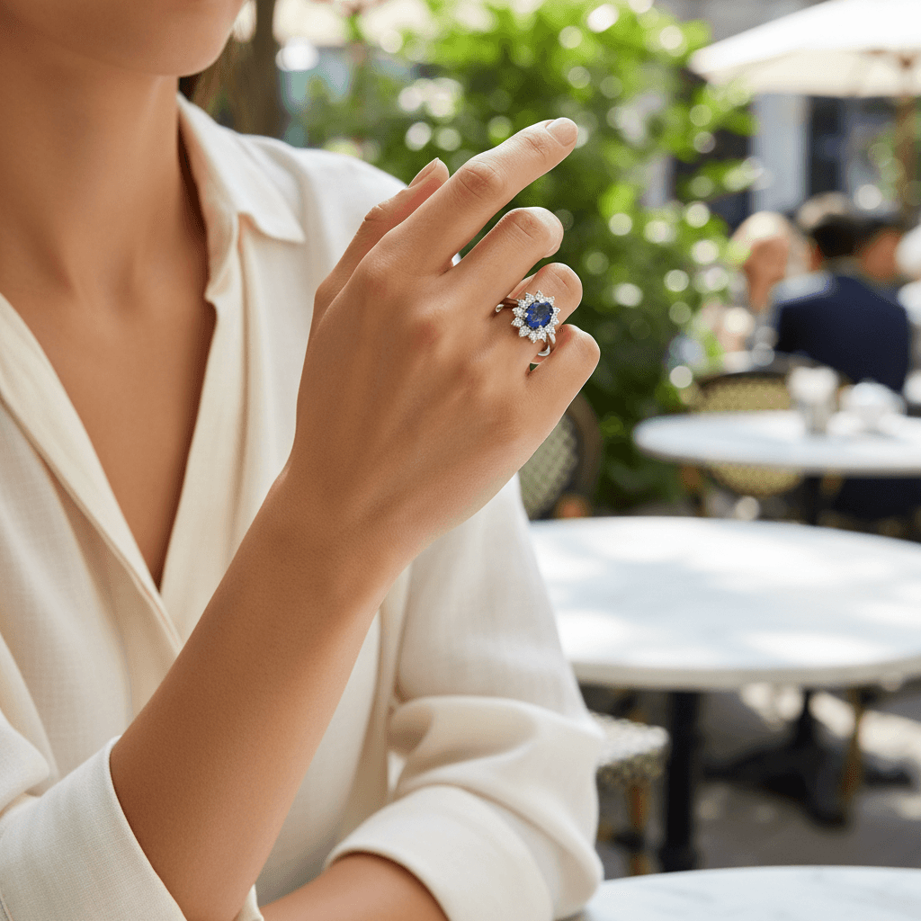 Kate_Middleton_Blue_Sapphire_Cluster_Engagement_Ring_On_Hand