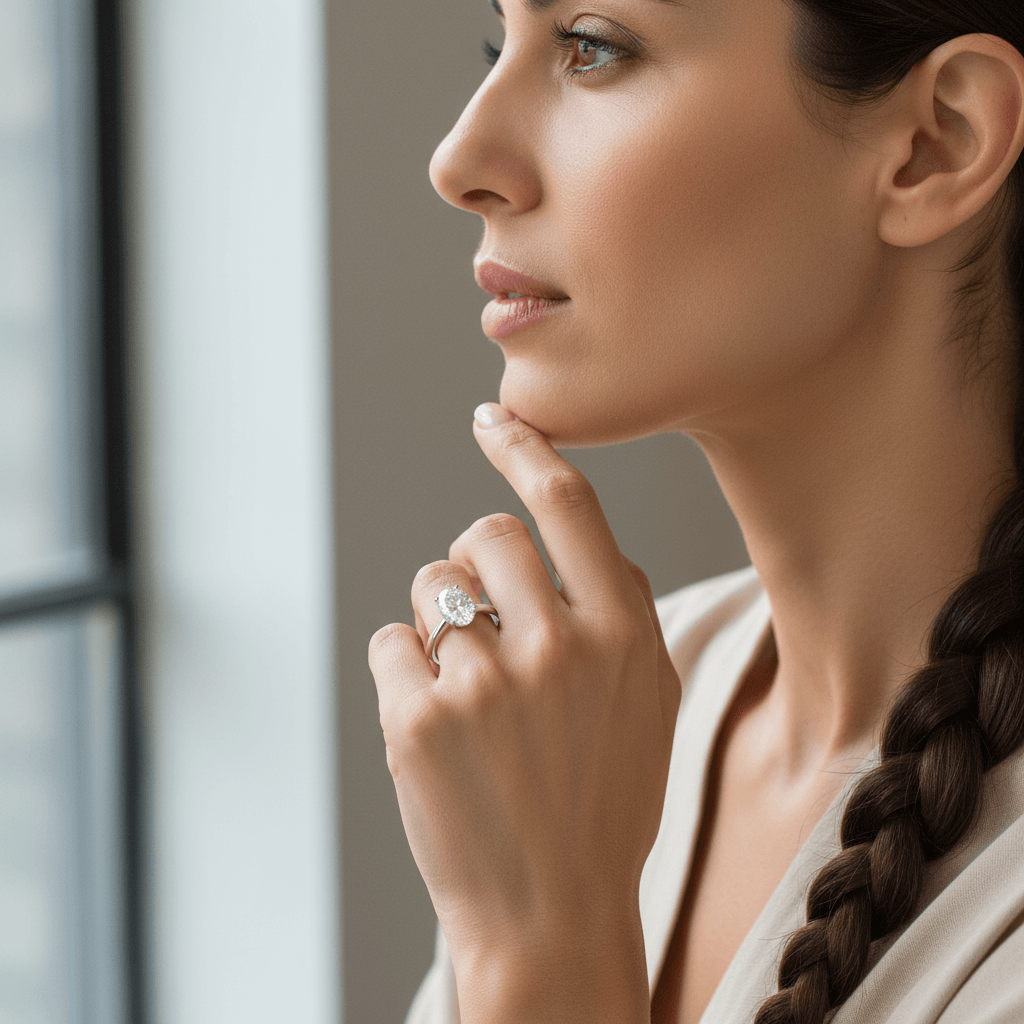 Knife_Edge_Oval_Cut_Lab_Grown_Solitaire_Diamond_Engagement_Ring_On_Model