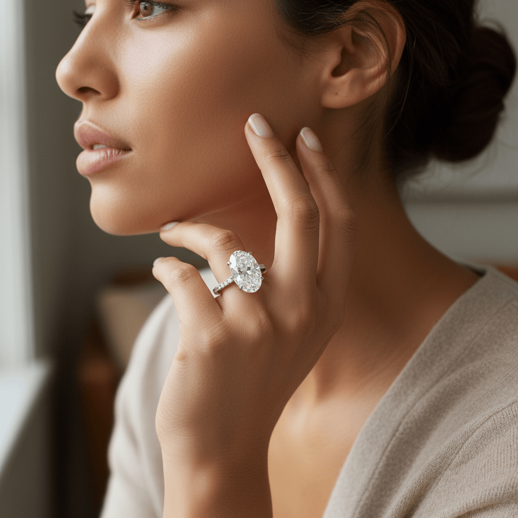 Kourtney Kardashian Oval Halo Diamond Engagement Ring - alternate view