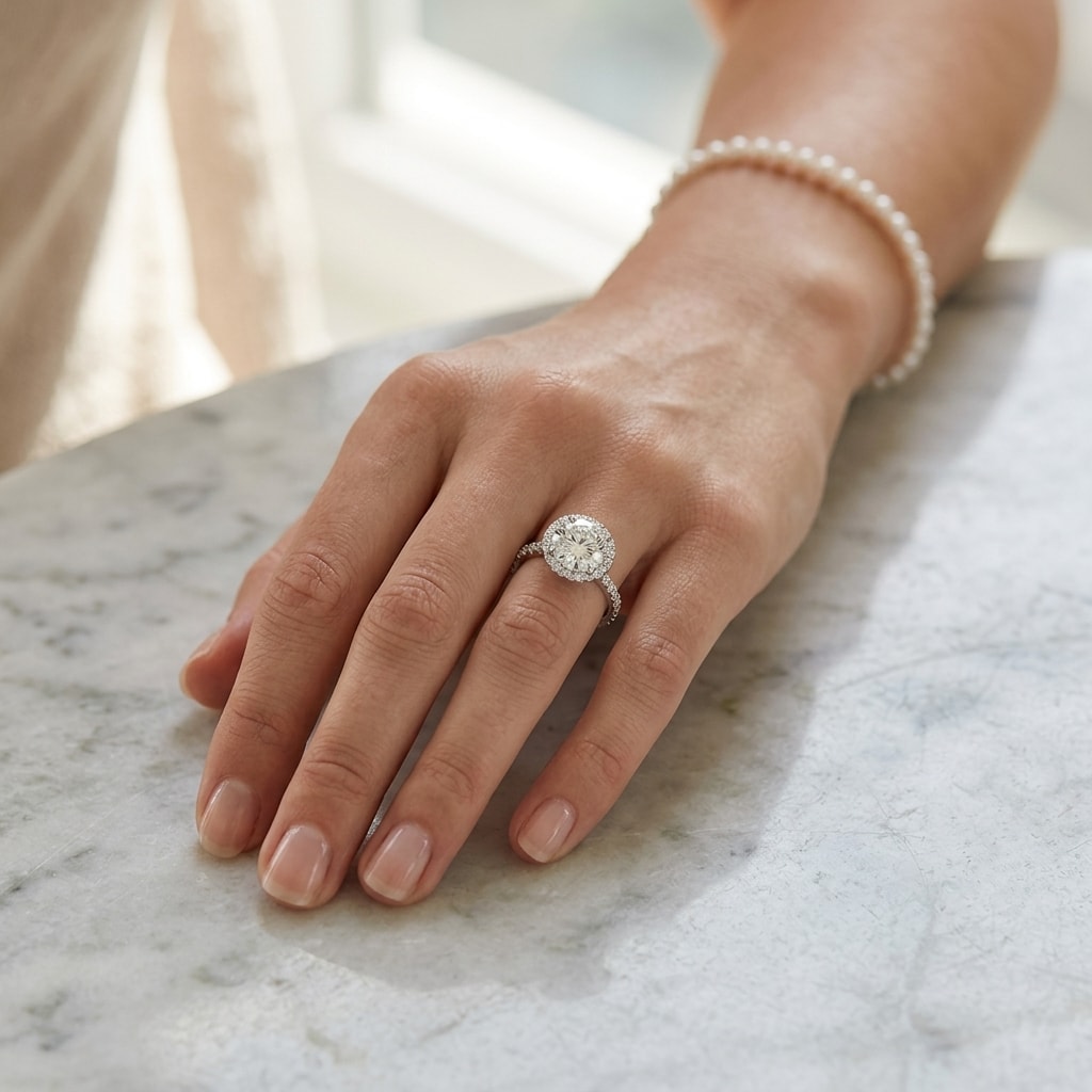 Large_Round_Diamond_Halo_Bespoke_Engagement_Ring_On_Hand