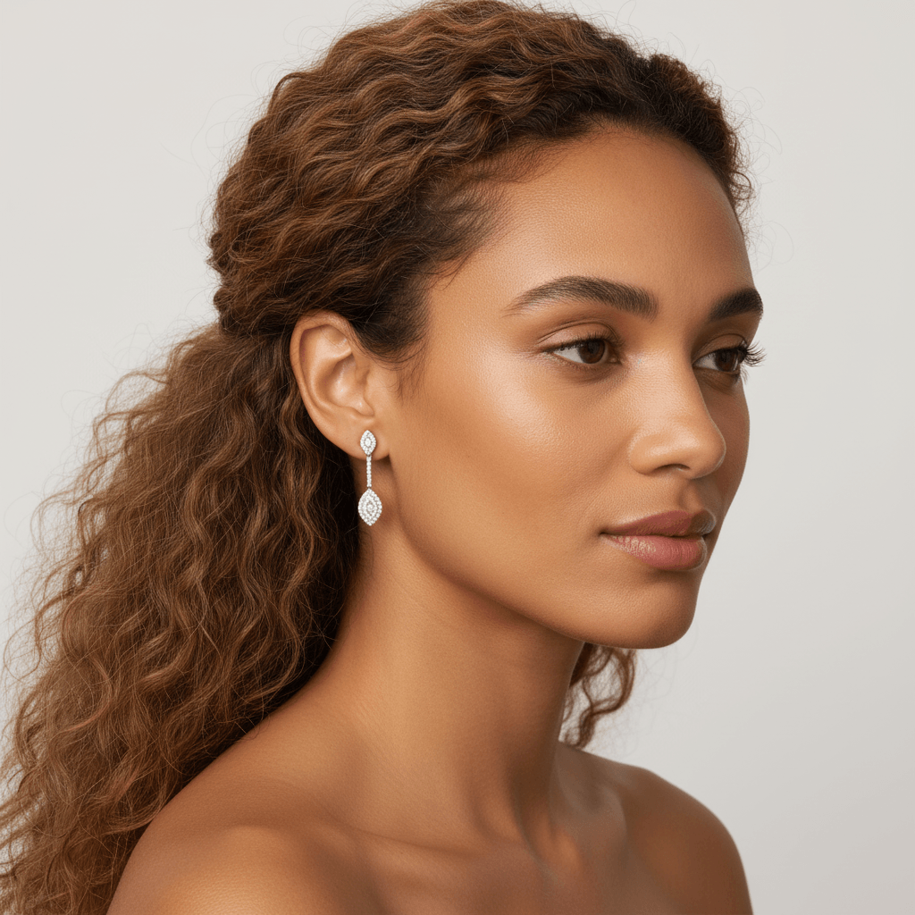 Marquise_Shape_Bar_Set_Pave_Drop_Diamond_Earrings_On_Model_2