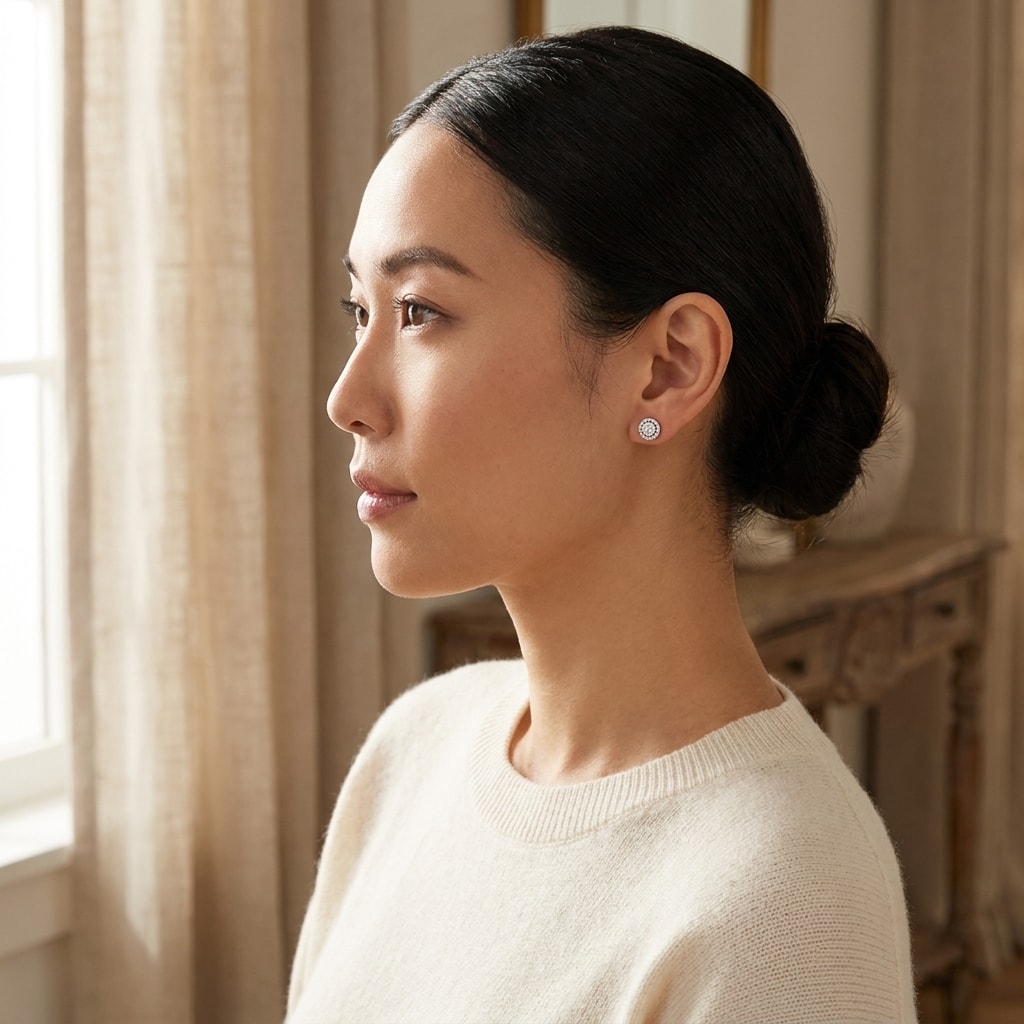 Medium_Open_Halo_Pave_Diamond_Earring_Studs_On_Model_2