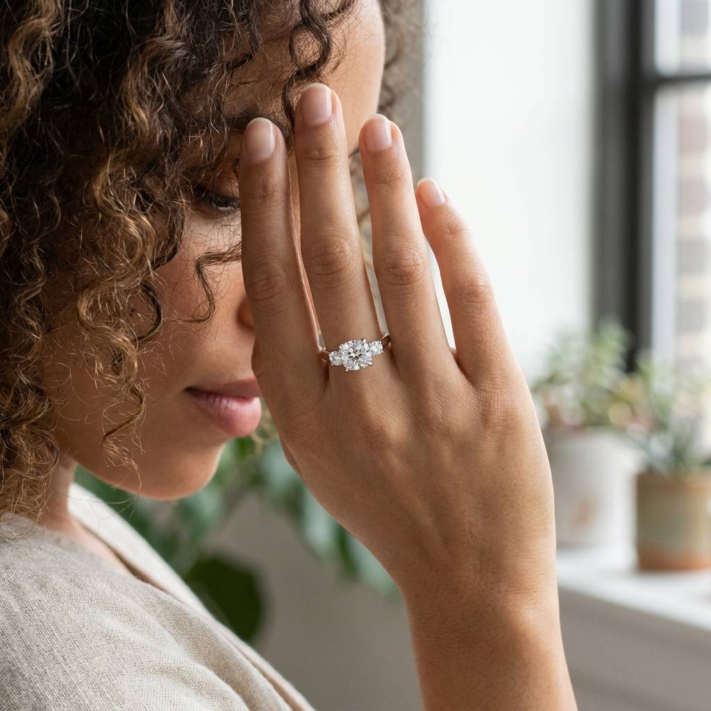 Meghan Markle Cushion Platinum Diamond Engagement Ring view 3