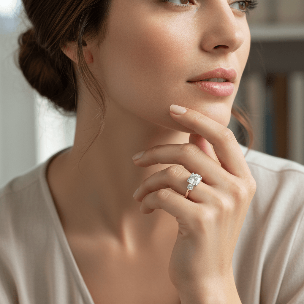 Meghan Markle Lab Grown Platinum Diamond Engagement Ring view 2