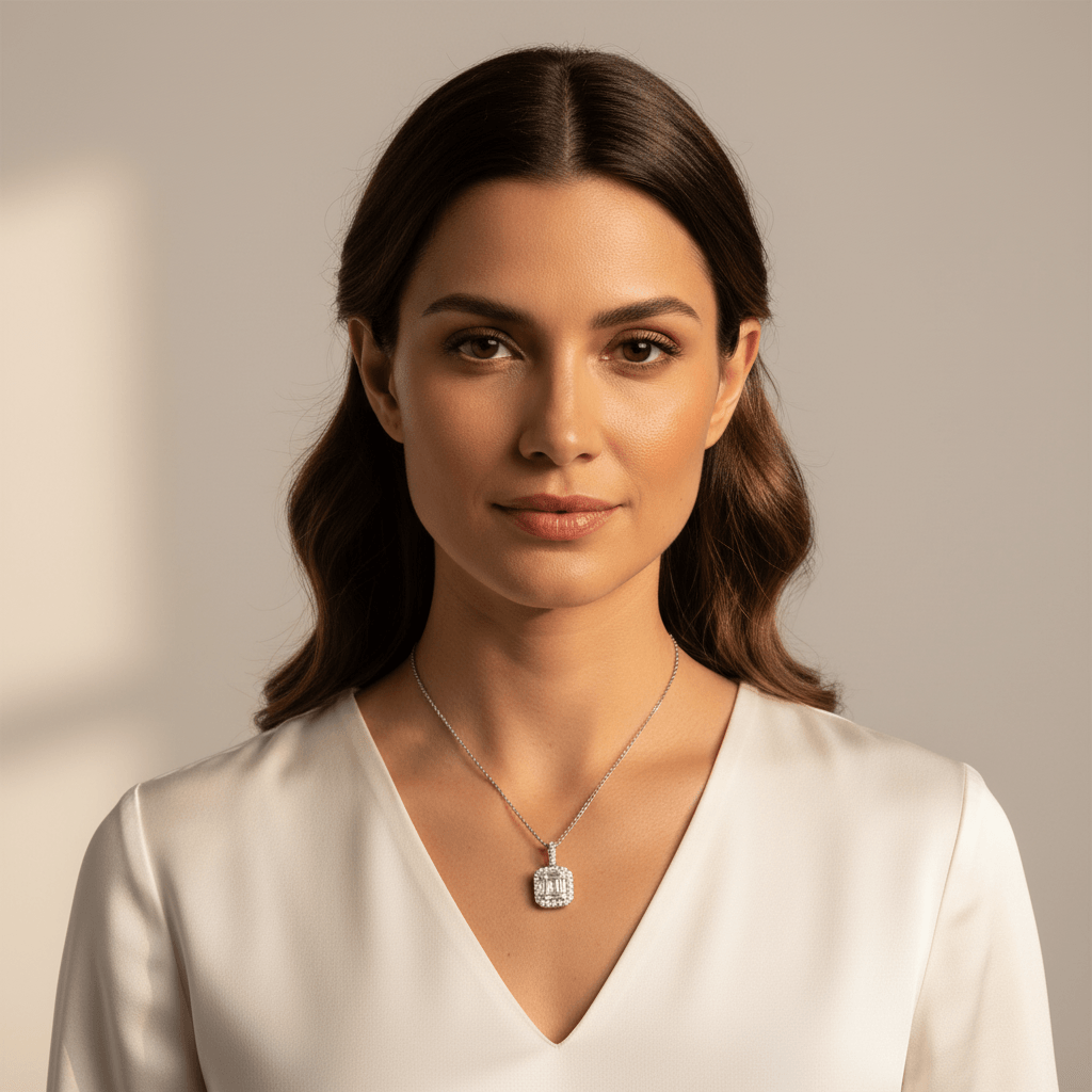Micro_Set_Halo_Round_Baguette_Cuts_Diamond_Pendant_On_Model