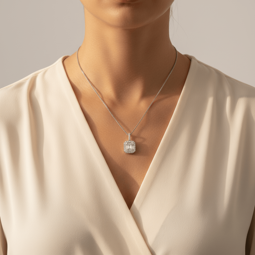 Micro_Set_Halo_Round_Baguette_Cuts_Diamond_Pendant_On_Model_2