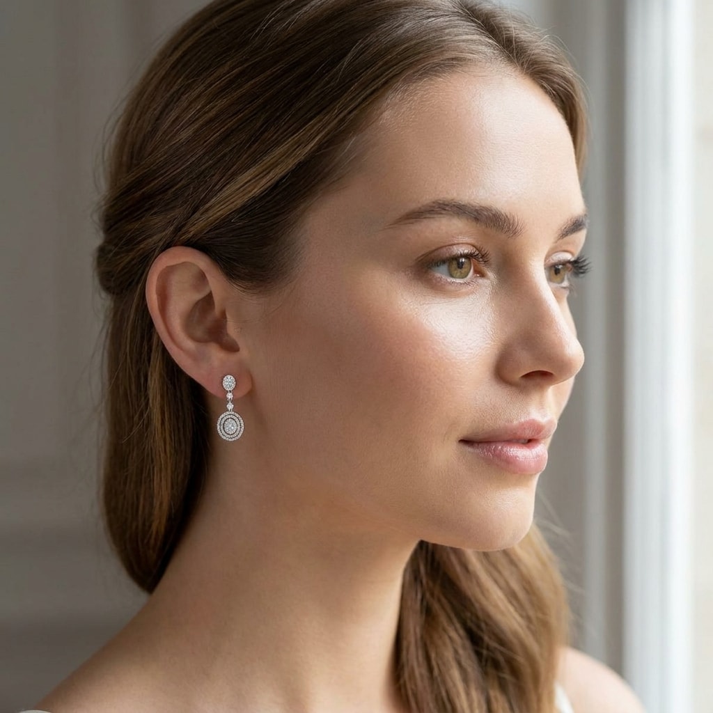 Moveable_Round_Drop_Diamond_Earrings_On_Model