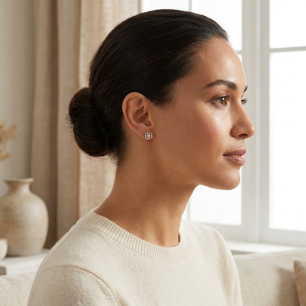 Open_Mix_Flower_Shape_Diamond_Earrings_Studs_On_Model_2