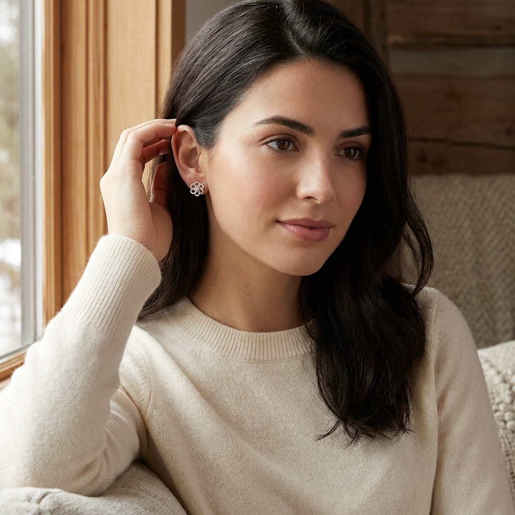 Open_Mix_Flower_Shape_Diamond_Earrings_Studs_On_Model