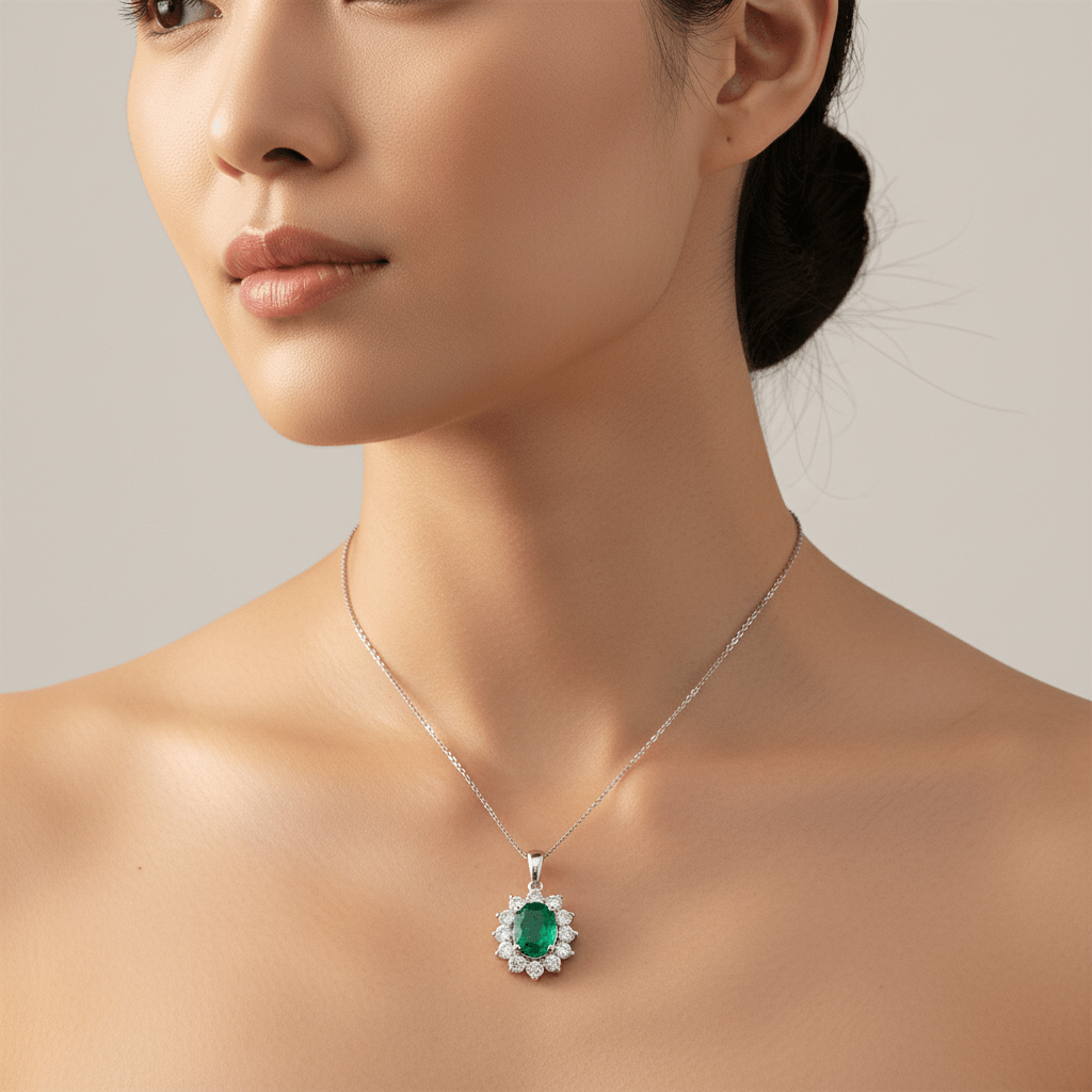 Oval_12_Stone_Cluster_Emerald_Diamond_Pendant_Zoom