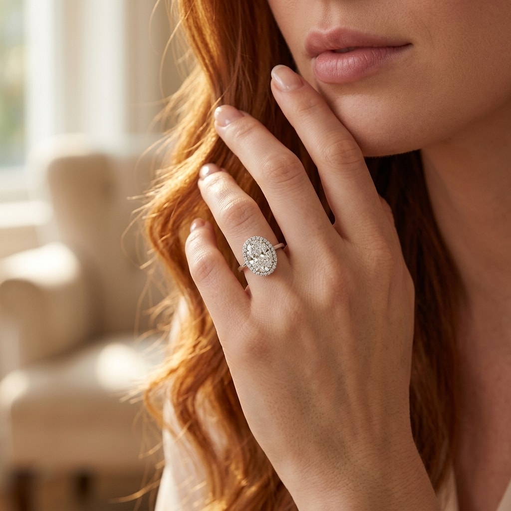 Oval_Cut_Celtic_Knot_Diamond_Halo_Engagement_Ring_On_Model