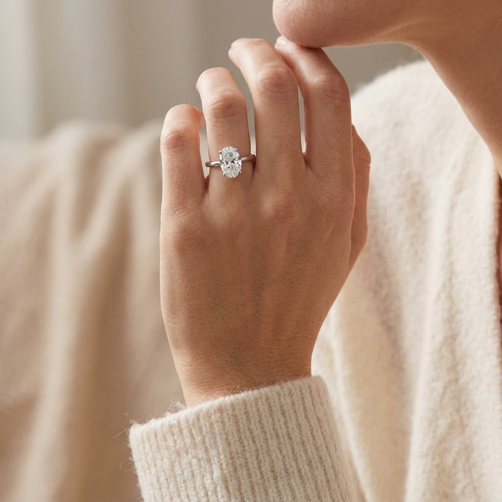 Oval_Floating_Solitaire_Diamond_Engagement_Ring_On_Hand