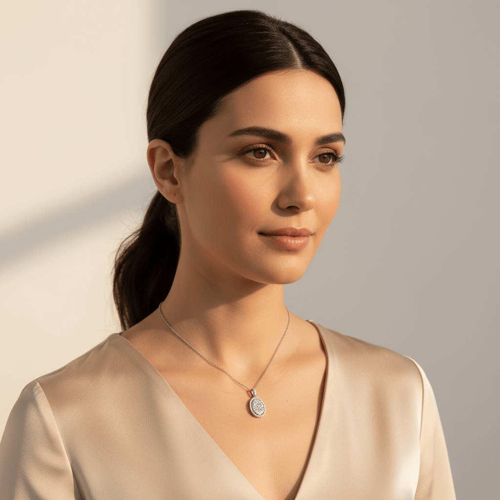 Oval_Shaped_Medium_Halo_Pave_Diamond_Pendant_On_Model