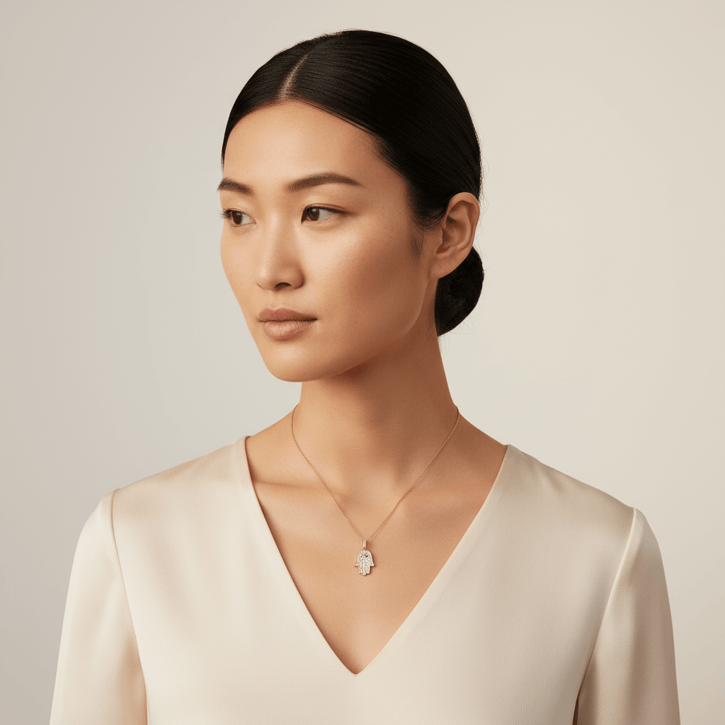 Pave_Diamond_Setting_Hamsa_Necklace_On_Model