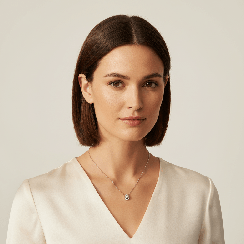 Pear_Halo_Diamond_Pendant_On_Model