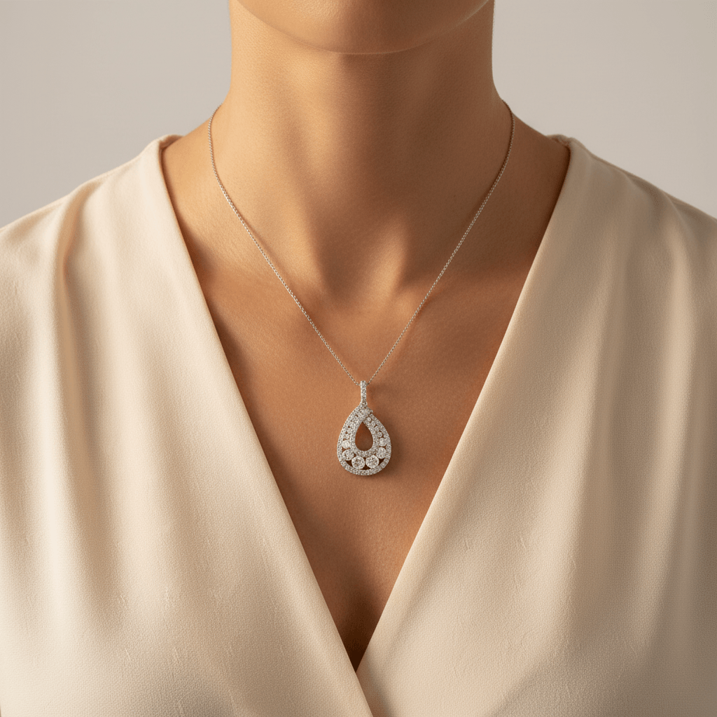 Pear_Shape_Round_Pave_Diamond_Pendant_On_Model_2